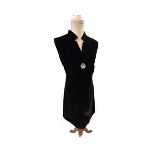 Vintage 1960s Black Velvet Mod Shift Dress Made in USA ILGWU Union Made